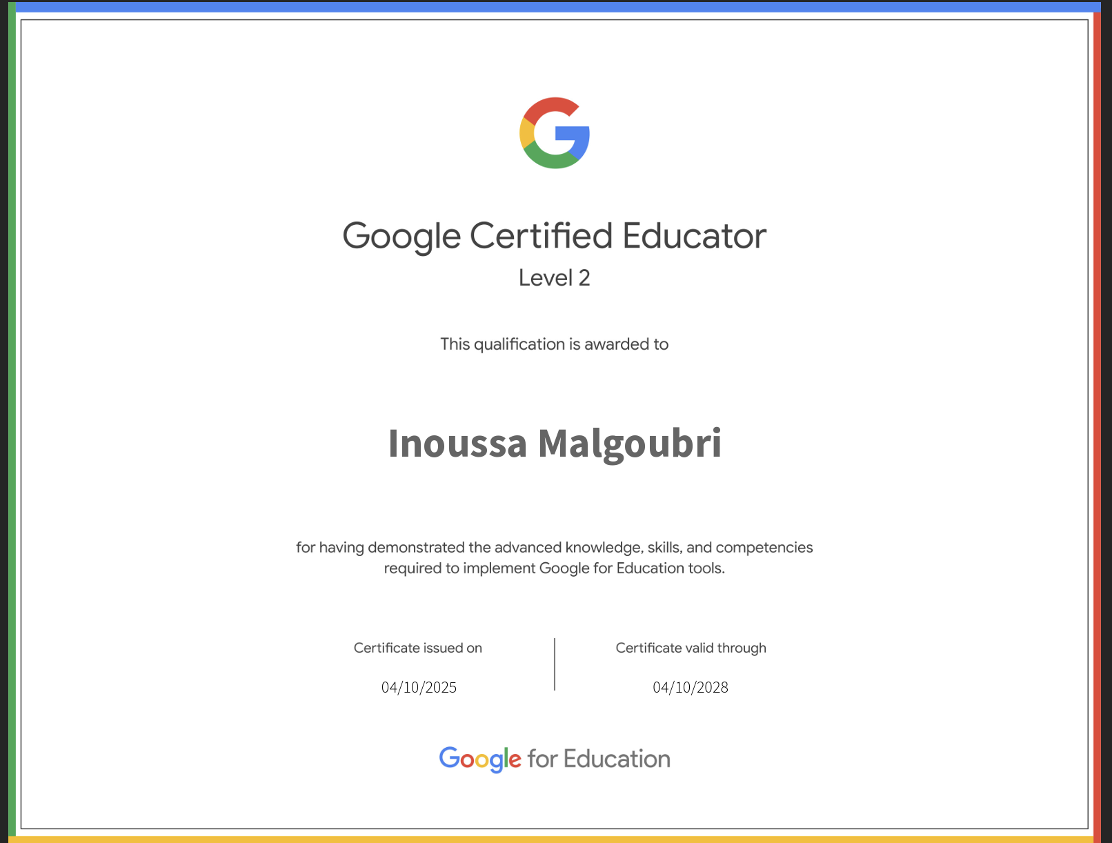 Google Educator Certificate